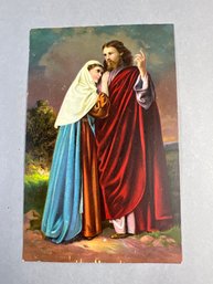 Vintage Early-20th-century Religious Postcard Depicting Jesus Christ And The Virgin Mary