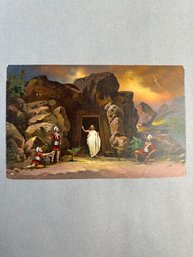 Early 20th-century Color Lithograph Postcard Depicting The Resurrection Of Christ