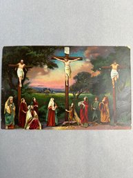 Early 20th-century Color Lithograph Postcard Depicting The Crucifixion