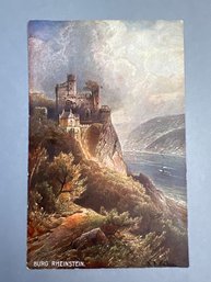 Vintage Art Postcard Depicting Burg Rheinstein (Rheinstein Castle)