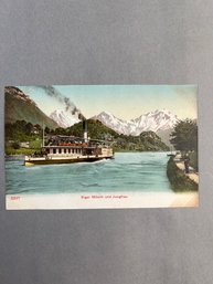 Vintage Postcard Shows A Paddle Steamer On Lake Thun (Thunersee) In The Bernese Oberland