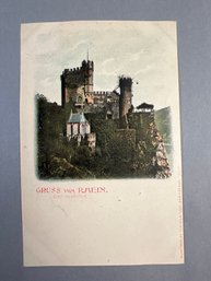 Vintage Color-lithograph Or Hand-tinted Postcard Featuring Burg Rheinstein