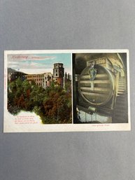 Vintage Postcard Views Of Heidelberg Castle (Schloss Heidelberg) And The Great Heidelberg Tun (Großer Fass) In