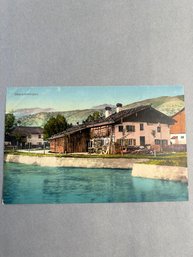 Vintage Postcard Appears To Show An Alpine Riverfront Scene In Oberammergau, Bavaria, Germany