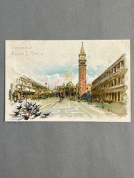 Vintage Postcard Depicting Piazza San Marco (St. Mark's Square) In Venice, Italy.