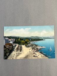 Vintage Postcard Shows An Elevated View Of Le Quai D'Ouchy In Lausanne, Switzerland