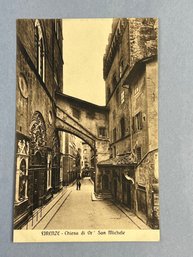 Vintage Postcard Shows The West Facade And A High-level Covered Archway Of The Orsanmichele Church