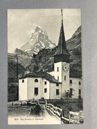 Vintage Postcard Shows The Historic St. Mauritius Parish Church In Zermatt, Switzerland