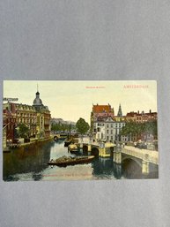Vintage Postcard Shows A Historic View Of The Binnen-Amstel Canal In Amsterdam