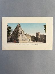 Vintage Postcard Depicting The Pyramid Of Cestius And The Porta Ostiense