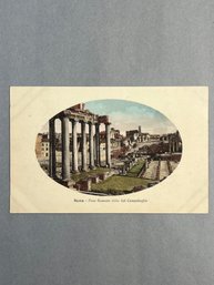 Vintage Color-tinted Postcard Depicting The Roman Forum As Seen From The Capitoline Hill