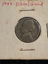 1944-D Jefferson 'War Nickel' Minted In Denver Noted  Good-by Previous Owner