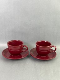 Fiesta Maroon Cup & Saucer Set Of 2