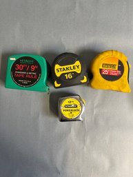 Lot Of 4 Tape Measures 12ft - 30ft