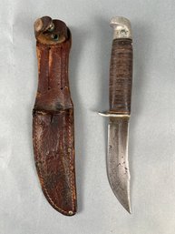 WWII 4.5 Inch Fixed Blade Commando Knife With Sheath