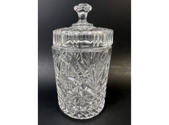Vintage St. George Fine 24 Lead Crystal Pinwheel Design Lidded Candy Dish.