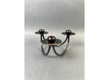 Silver Plate Mini Candle Holder Marked Berg Denmark.