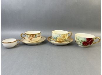 2 Chipped Haviland Teacups With Saucer 1 Haviland Teacup No Saucer 1 Noritake Demitasse Cup.