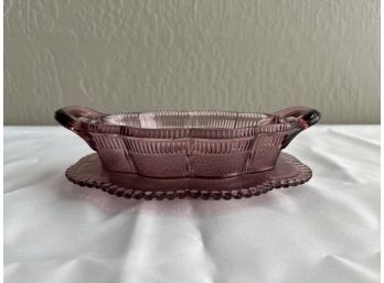 Purple Pressed Glass Handled Tray