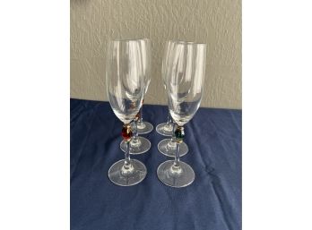 Six Glass Champagne Flutes
