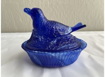 Pressed Glass Lidded Bird Box