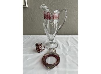 Pressed Glass Lot Of 3 US Glass Co.