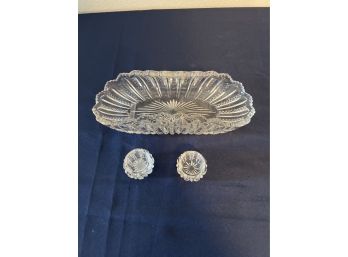 Marci Gras  Relish Tray And Two Salt Dishes