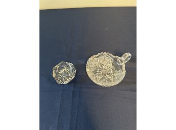 Nappy Crystal Dish And Large Salt Dish
