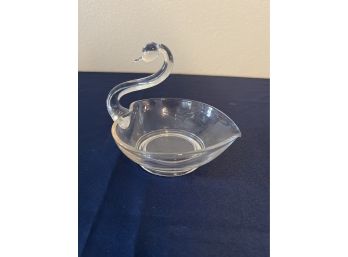 Blown Swan Glass Candy Nut Dish 5 Tall