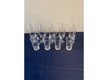 9 Irish Coffee Glasses 7.5 And 4 Tall
