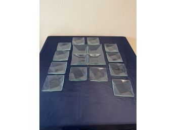Dessert Tray And 12 Square Plates
