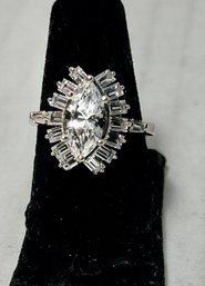 Sterling Silver Ring W/  Abstract Design Size 6.5