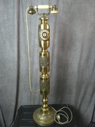 1970s James Mont Style Thick Brass Tall Standing Rotary Phone