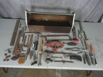 Vintage Hand Tool Lot In Wooden Carrier #3