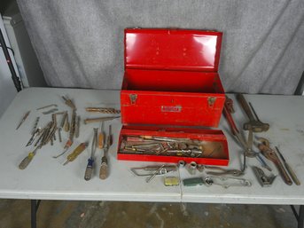 Vintage Hand Tool Lot In Metal Tool Box #1