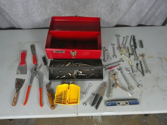Vintage Hand Tool Lot In Metal Tool Box #3
