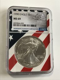 1990 NGC MS69 1oz Silver Eagle