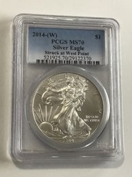 2014-w PCGS MS70 1oz Silver Eagle