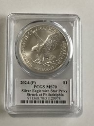 2024-P PCGS MS 70 1oz Silver Eagle With Star Privy