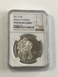 2011-P NGC PF69 Ultra Cameo Medal Of Honor Silver Dollar