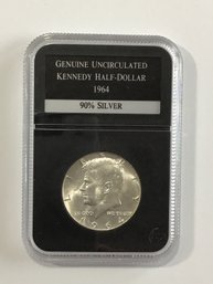 1964 PCS Genuine Uncirculated Kennedy Half Dollar 90% Silver