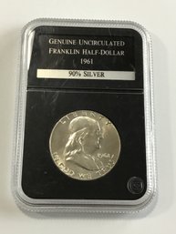 1961 PCS Genuine Uncirculated Franklin Half Dollar 90% Silver