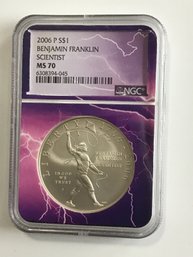 2006-P NGC MS70 Benjamin Franklin Scientist Dollar