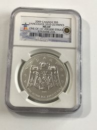 2009 NGC MS69 1oz Fine Silver Canada $5 Vancouver 2010 Olympics