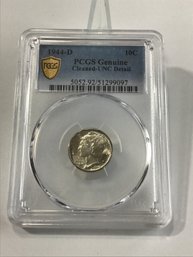 1944-D PCGS Genuine Cleaned-UNC Detail Mercury Dime