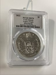 2022 PCGS MS70 Cook Islands Legacy Eagle 1oz Silver