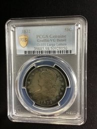 1832 PCGS Genuine Graffiti-VG Detail Capped Bust Half Dollar