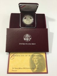 1993 Thomas Jefferson 250th Anniversary Silver Dollar