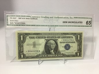 1957A CGA Gem Uncirculated 65 $1 Silver Certificate