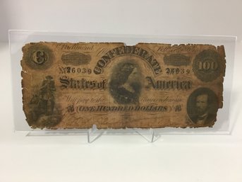 1864 $100 Confederate Note